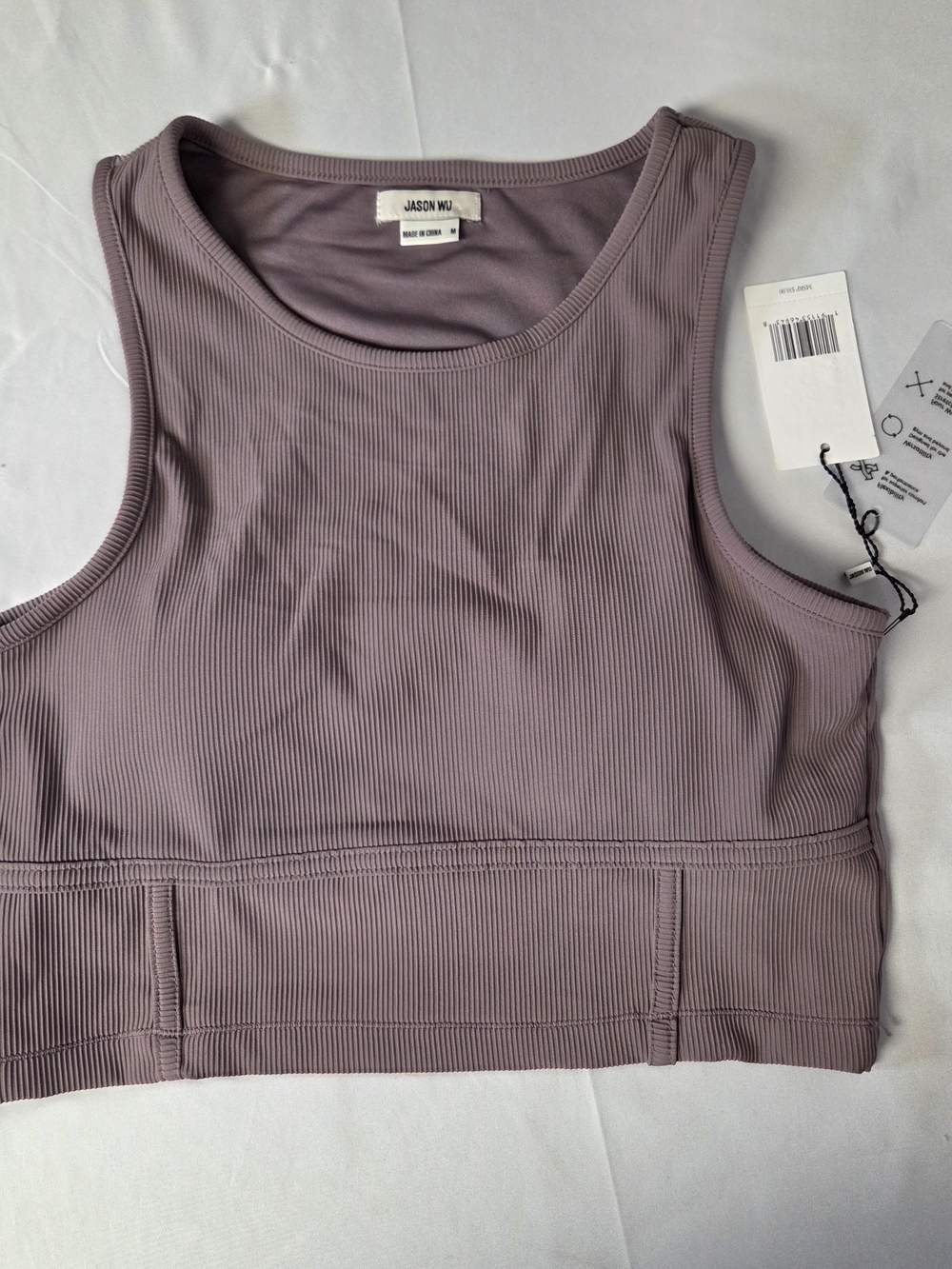 Jason Wu Dusty Lavender Ribbed Sports Bra Croped Medium New
